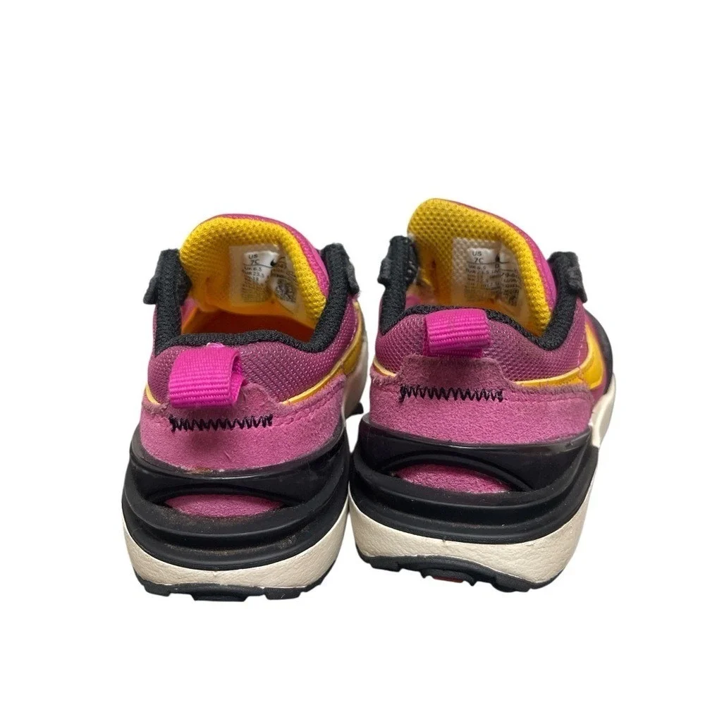 Nike Waffle One Toddler Shoes Size 7C Fuchsia Gold DC0479-600 Mesh Suede Sneaker